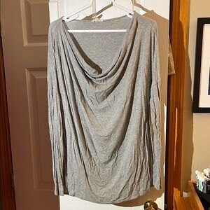Gray Draped Long Sleeve Top